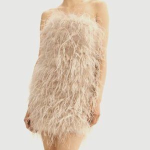 Lamarque Triana Strapless Feather Minidress